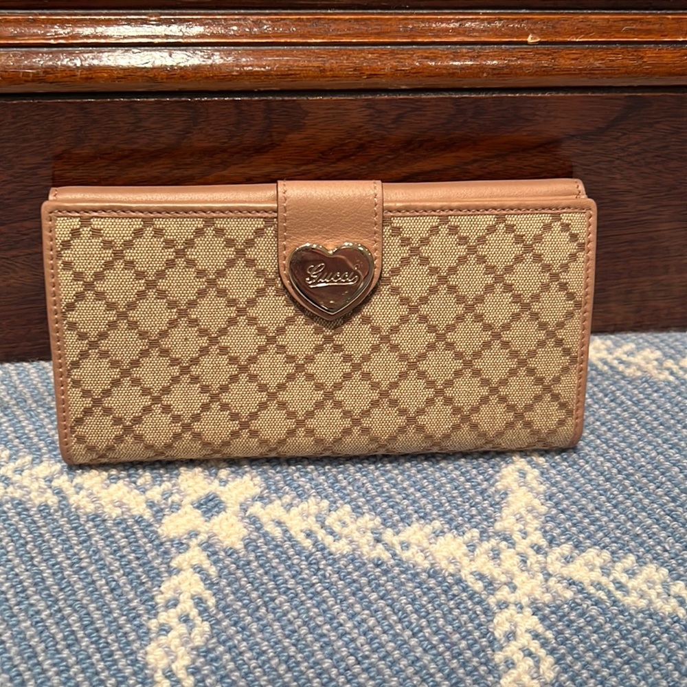 Gucci Double Flap Long Wallet with Heart Closure